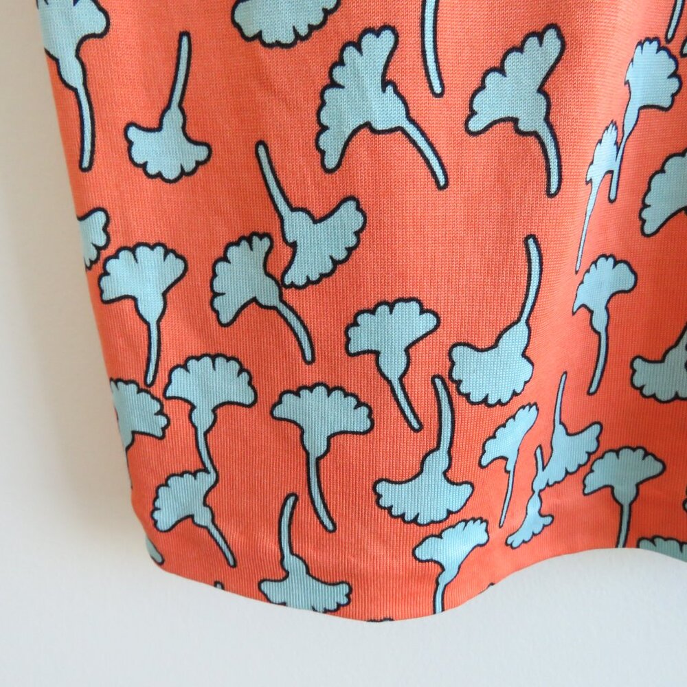DIANE VON FURSTENBERG Reina 100% Silk Gingko Print Soft Orange Shift Dress Sz 4 - Picture 8 of 15